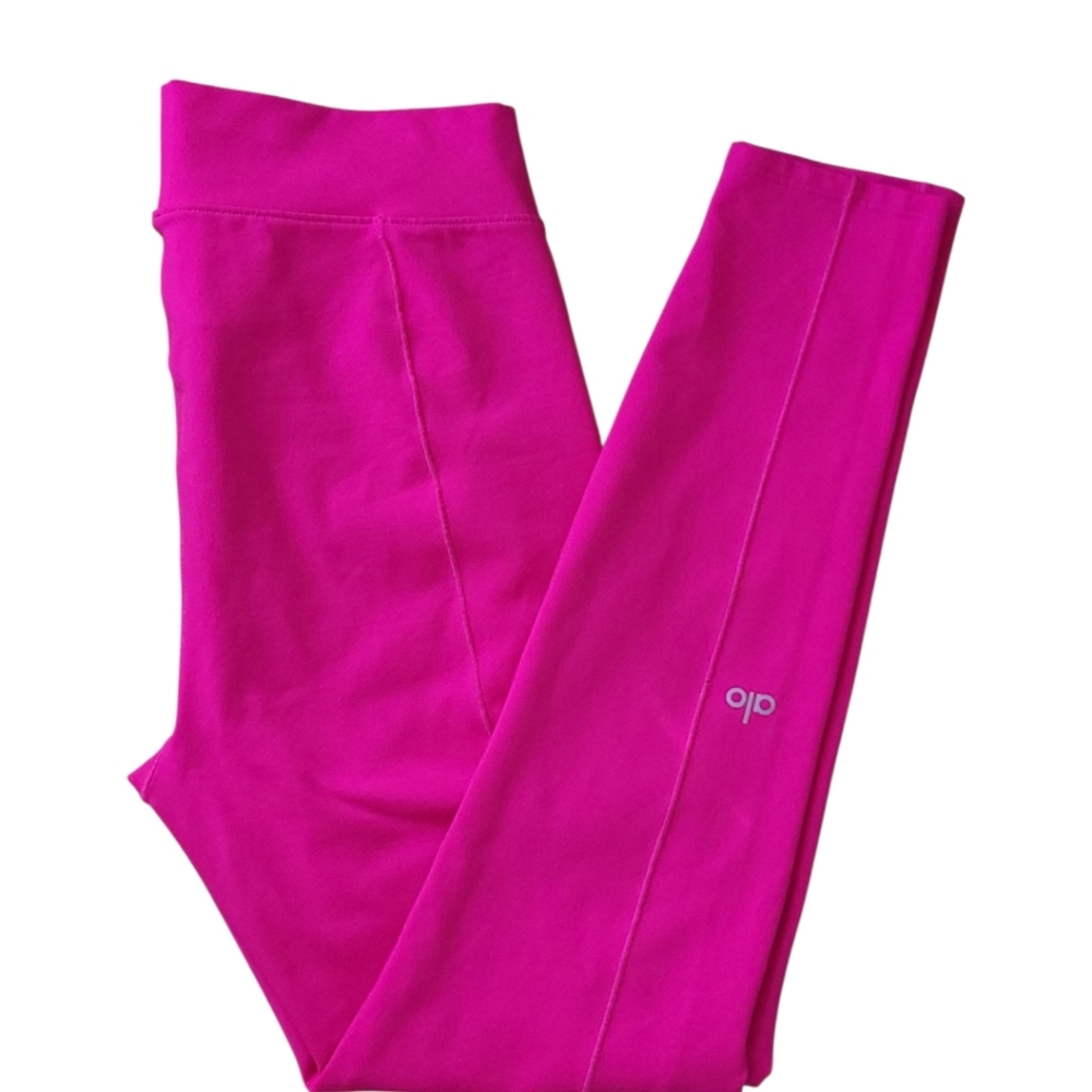 Alo Yoga High Waist Visionary Leggings M Hot Pink 7/8 length Workout Gym - Picture 7 of 13